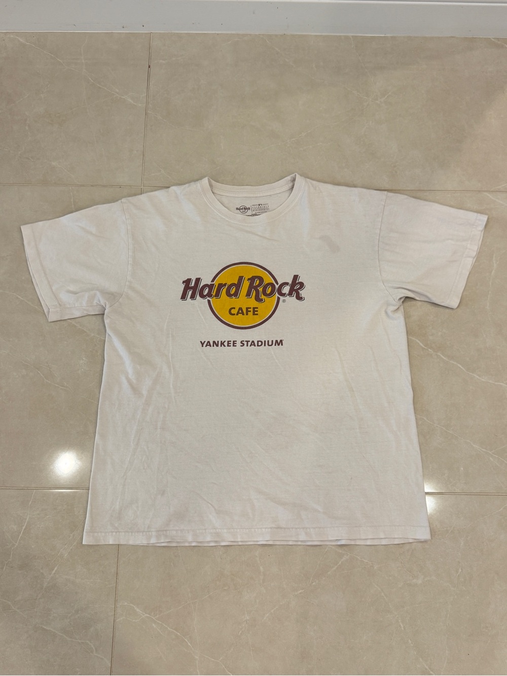 Hard Rock Cafe White Tee with Yellow & Brown Logo